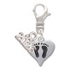 Silver Plated Small Heart with Baby Feet - Silver Plated Clip on Charm with Mini Year 2026: Year to Remember Jewelry Gift - Celebrations