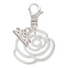 Silver Plated Large Rose Outline - Silver Plated Clip on Charm with Mini Year 2026: Year to Remember Jewelry Gift - Celebrations