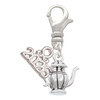 Tea Pot - Silver Plated Clip on Charm with Mini Year 2026: Year to Remember Jewelry Gift - Celebrations