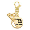 Gold-tone Small I Love You to the Moon - Gold-tone Plated Clip on Charm with Mini Year 2026: Year to Remember Jewelry Gift - Celebrations