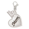 Silver Plated Script Mom Heart - Silver Plated Clip on Charm with Mini Year 2026: Year to Remember Jewelry Gift - Celebrations