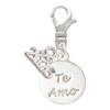 Silver Plated Te Amo Disc - Silver Plated Clip on Charm with Mini Year 2026: Year to Remember Jewelry Gift - Celebrations