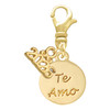 Gold-tone Te Amo Disc - Gold-tone Plated Clip on Charm with Mini Year 2026: Year to Remember Jewelry Gift - Celebrations