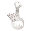 Silver Plated Bear Silhouette - Silver Plated Clip on Charm with Mini Year 2026: Year to Remember Jewelry Gift - Celebrations