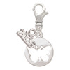 Silver Plated Butterfly Silhouette - Silver Plated Clip on Charm with Mini Year 2026: Year to Remember Jewelry Gift - Celebrations