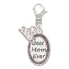 Best Mom Ever Oval - Silver Plated Clip on Charm with Mini Year 2026: Year to Remember Jewelry Gift - Celebrations