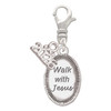 Silver Plated Walk with Jesus Oval - Silver Plated Clip on Charm with Mini Year 2026: Year to Remember Jewelry Gift - Celebrations