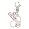Silver Plated Cat Silhouette Heart - Silver Plated Clip on Charm with Mini Year 2026: Year to Remember Jewelry Gift - Celebrations