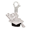 Silver Plated 3-D Graduation Hat with 2027 - Silver Plated Clip on Charm with Mini Year 2026: Year to Remember Jewelry Gift - Celebrations