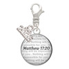 Silver Plated Domed Matthew 17:20 - Silver Plated Clip on Charm with Mini Year 2026: Year to Remember Jewelry Gift - Celebrations