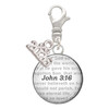Silver Plated Domed John 3:16 - Silver Plated Clip on Charm with Mini Year 2026: Year to Remember Jewelry Gift - Celebrations
