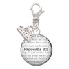 Silver Plated Domed Proverbs 3:5 - Silver Plated Clip on Charm with Mini Year 2026: Year to Remember Jewelry Gift - Celebrations