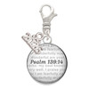 Silver Plated Domed Psalm 139:14 - Silver Plated Clip on Charm with Mini Year 2026: Year to Remember Jewelry Gift - Celebrations