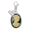 Silver Plated Small Black Oval Cameo - Silver Plated Clip on Charm with Mini Year 2026: Year to Remember Jewelry Gift - Celebrations
