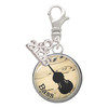 Silver Plated Domed Music - Bass - Silver Plated Clip on Charm with Mini Year 2026: Year to Remember Jewelry Gift - Celebrations