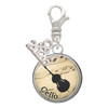 Silver Plated Domed Music - Cello - Silver Plated Clip on Charm with Mini Year 2026: Year to Remember Jewelry Gift - Celebrations