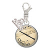 Silver Plated Domed Music - Clarinet - Silver Plated Clip on Charm with Mini Year 2026: Year to Remember Jewelry Gift - Celebrations