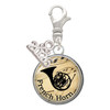 Silver Plated Domed Music - French Horn - Silver Plated Clip on Charm with Mini Year 2026: Year to Remember Jewelry Gift - Celebrations