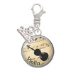 Silver Plated Domed Music - Violin - Silver Plated Clip on Charm with Mini Year 2026: Year to Remember Jewelry Gift - Celebrations