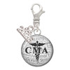 Silver Plated Domed Black CMA - Silver Plated Clip on Charm with Mini Year 2026: Year to Remember Jewelry Gift - Celebrations