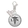 Silver Plated Domed Black LPN - Silver Plated Clip on Charm with Mini Year 2026: Year to Remember Jewelry Gift - Celebrations