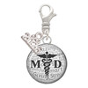 Silver Plated Domed Black MD - Silver Plated Clip on Charm with Mini Year 2026: Year to Remember Jewelry Gift - Celebrations