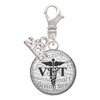Silver Plated Domed Black VET - Silver Plated Clip on Charm with Mini Year 2026: Year to Remember Jewelry Gift - Celebrations