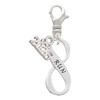 Silver Plated Run Infinity Sign - Silver Plated Clip on Charm with Mini Year 2026: Year to Remember Jewelry Gift - Celebrations