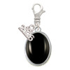 Silver Plated Small Black Acrylic Oval - Silver Plated Clip on Charm with Mini Year 2026: Year to Remember Jewelry Gift - Celebrations