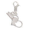 Silver Plated Boy Silhouette in Heart - Silver Plated Clip on Charm with Mini Year 2026: Year to Remember Jewelry Gift - Celebrations
