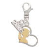 Two-tone Girl Silhouette in Heart - Silver Plated Clip on Charm with Mini Year 2026: Year to Remember Jewelry Gift - Celebrations