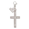 Stainless Steel Psalm 46:5 - She will not Fall Engraved Cross - Silver Plated Clip on Charm with Mini Year 2026: Year to Remember Jewelry Gift - Celebrations
