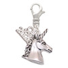 Silver Plated 3-D Unicorn Head - Silver Plated Clip on Charm with Mini Year 2026: Year to Remember Jewelry Gift - Celebrations