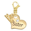 Gold-tone Large Sister Heart with Clear Crystal - Gold-tone Plated Clip on Charm with Mini Year 2026: Year to Remember Jewelry Gift - Celebrations