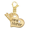 Gold-tone Large Grandmother Heart with Crystal - Gold-tone Plated Clip on Charm with Mini Year 2026: Year to Remember Jewelry Gift - Celebrations