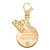 Gold-tone Engraved Explore Dream Discover Disc - Gold-tone Plated Clip on Charm with Mini Year 2026: Year to Remember Jewelry Gift - Celebrations