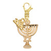 Gold-tone 3-D Menorah - Gold-tone Plated Clip on Charm with Mini Year 2026: Year to Remember Jewelry Gift - Celebrations