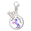 Silver Plated Domed Stay Magical Unicorn - Silver Plated Clip on Charm with Mini Year 2026: Year to Remember Jewelry Gift - Celebrations