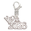 Silver Plated Horizontal Year 2026 - Silver Plated Clip on Charm with Mini Year 2026: Year to Remember Jewelry Gift - Celebrations