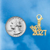 Gold-tone Horizontal Year 2027 - Gold-tone Plated Clip on Charm with Mini Year 2026 Jewelry Ideas and Examples