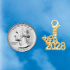 Gold-tone Horizontal Year 2028 - Gold-tone Plated Clip on Charm with Mini Year 2026 Jewelry Ideas and Examples