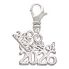 Silver Plated Class of 2026 - Silver Plated Clip on Charm with Mini Year 2026: Year to Remember Jewelry Gift - Celebrations