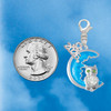 Silver Plated Large Clear Crystal Owl on Hot Blue Moon - Silver Plated Clip on Charm with Mini Year 2026 Jewelry Ideas and Examples
