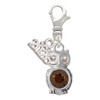 Silver Plated 3-D Brown & AB Crystal Owl - Silver Plated Clip on Charm with Mini Year 2026: Year to Remember Jewelry Gift - Celebrations