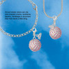 Silver Plated Large Super Sparkle Crystal Pink AB Volleyball - Silver Plated Clip on Charm with Mini Year 2026