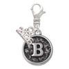 Silver Plated Antiqued Round Seal - Initial - B - Silver Plated Clip on Charm with Mini Year 2026: Year to Remember Jewelry Gift - Celebrations