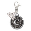 Silver Plated Antiqued Round Seal - Initial - C - Silver Plated Clip on Charm with Mini Year 2026: Year to Remember Jewelry Gift - Celebrations