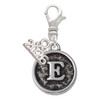 Silver Plated Antiqued Round Seal - Initial - E - Silver Plated Clip on Charm with Mini Year 2026: Year to Remember Jewelry Gift - Celebrations