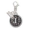 Silver Plated Antiqued Round Seal - Initial - I - Silver Plated Clip on Charm with Mini Year 2026: Year to Remember Jewelry Gift - Celebrations