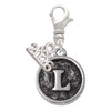 Silver Plated Antiqued Round Seal - Initial - L - Silver Plated Clip on Charm with Mini Year 2026: Year to Remember Jewelry Gift - Celebrations
